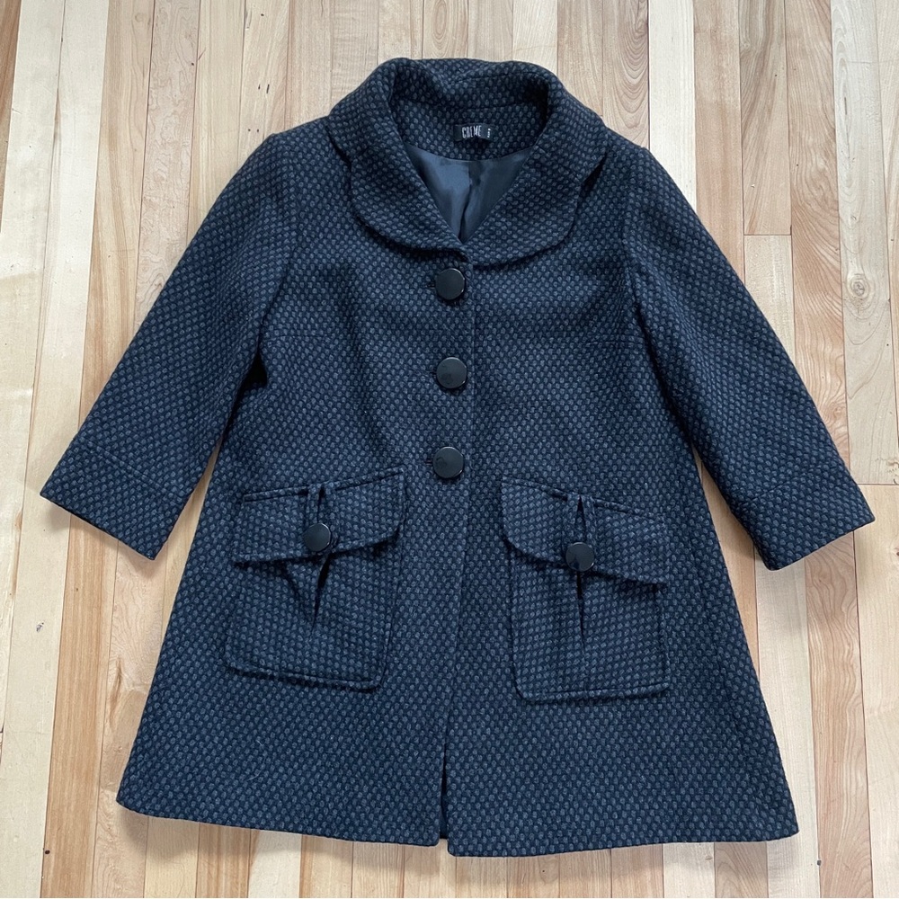 Creme Paris Gray Black Wool Short Peacoat Jacket - Made in France - Sz T1 (S)
